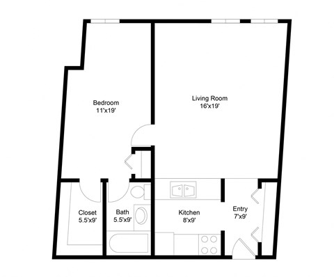 1 Bedroom Floor Plan at The Tarnhill, Bloomington, MN